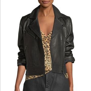 FRAME Denim black leather jacket size XS